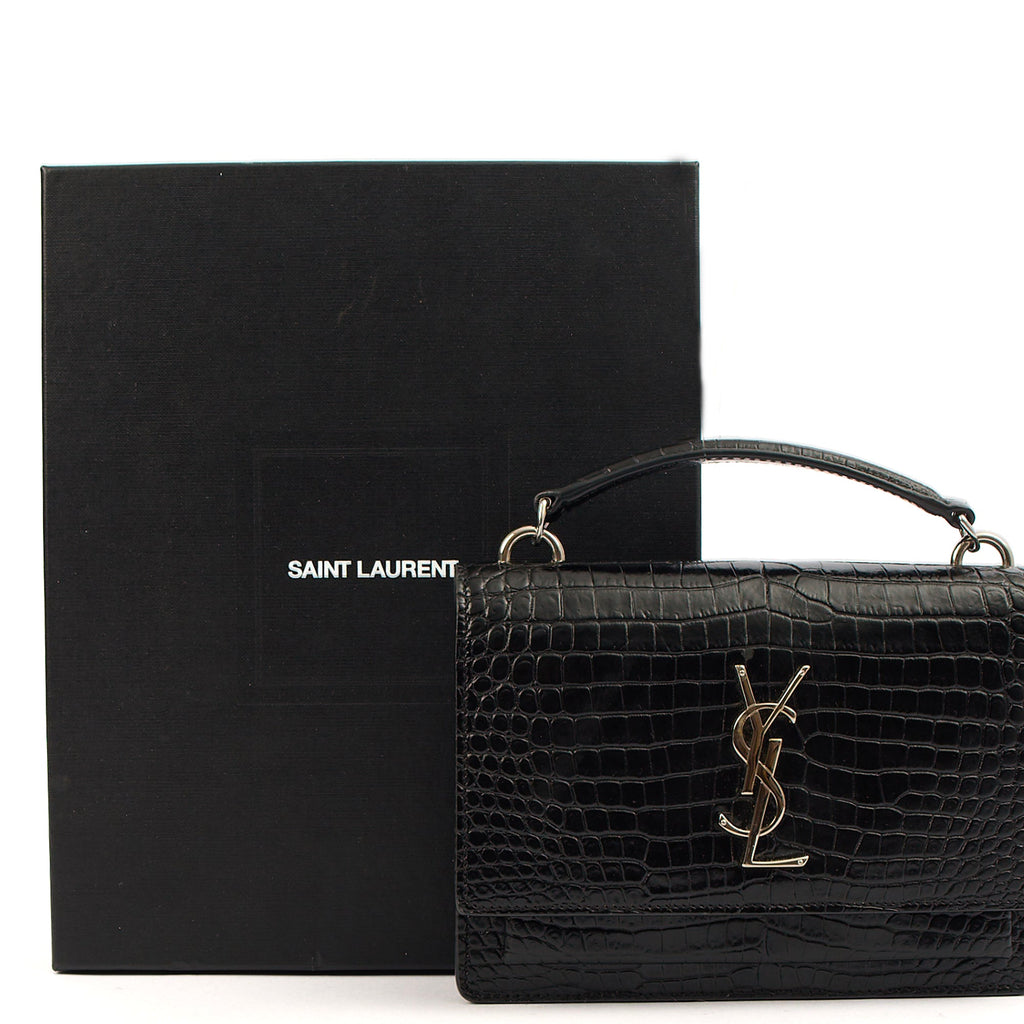Saint Laurent Cross Body Sunset - Small in Black, Exotic Effect Leather — Side View