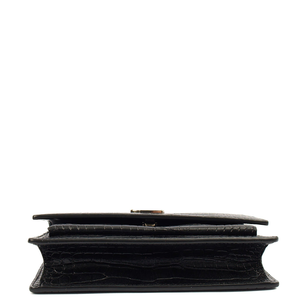 Saint Laurent Cross Body Sunset - Small in Black, Exotic Effect Leather — Detail View