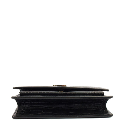 Saint Laurent Cross Body Sunset - Small in Black, Exotic Effect Leather — Detail View
