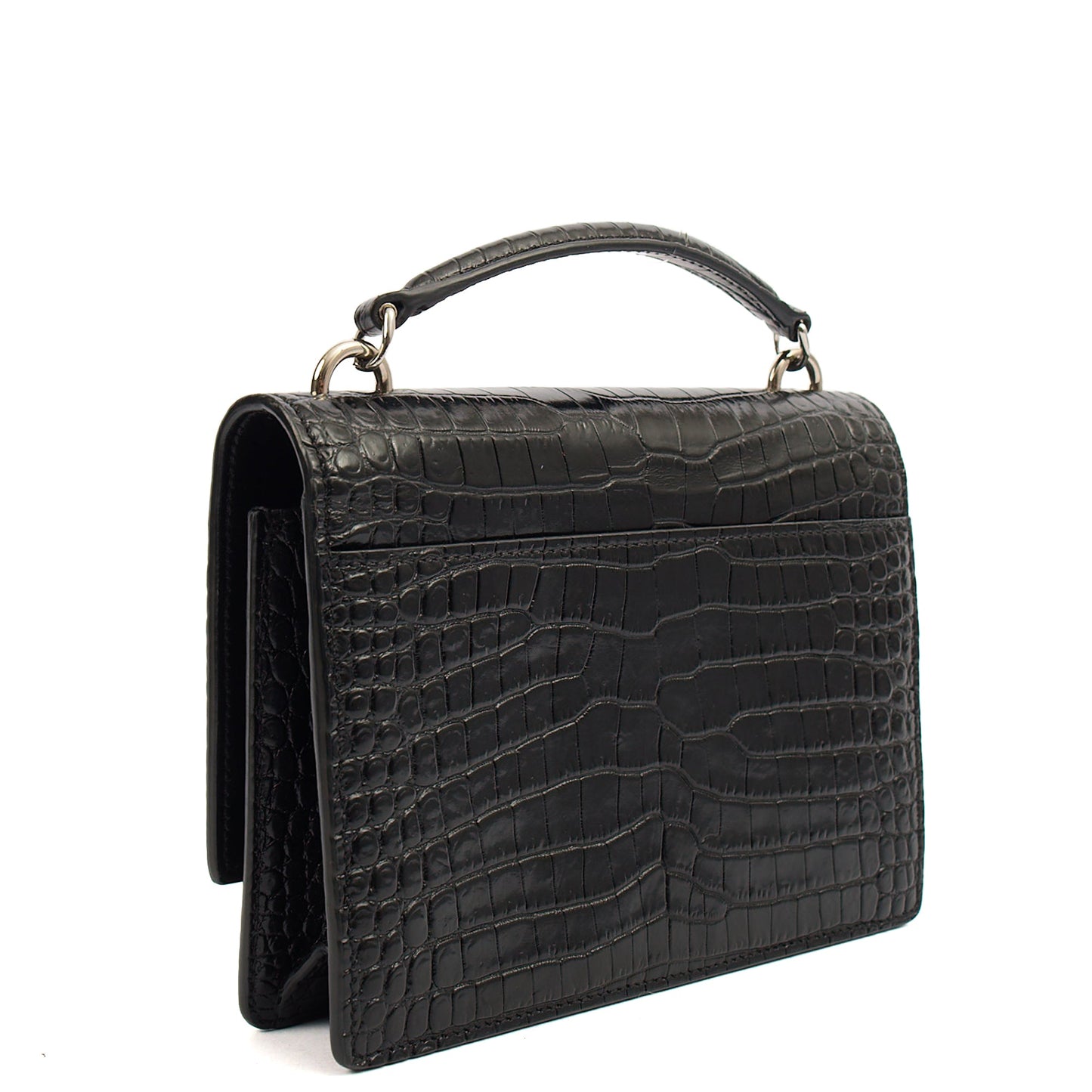 Saint Laurent Cross Body Sunset - Small in Black, Exotic Effect Leather — Back View