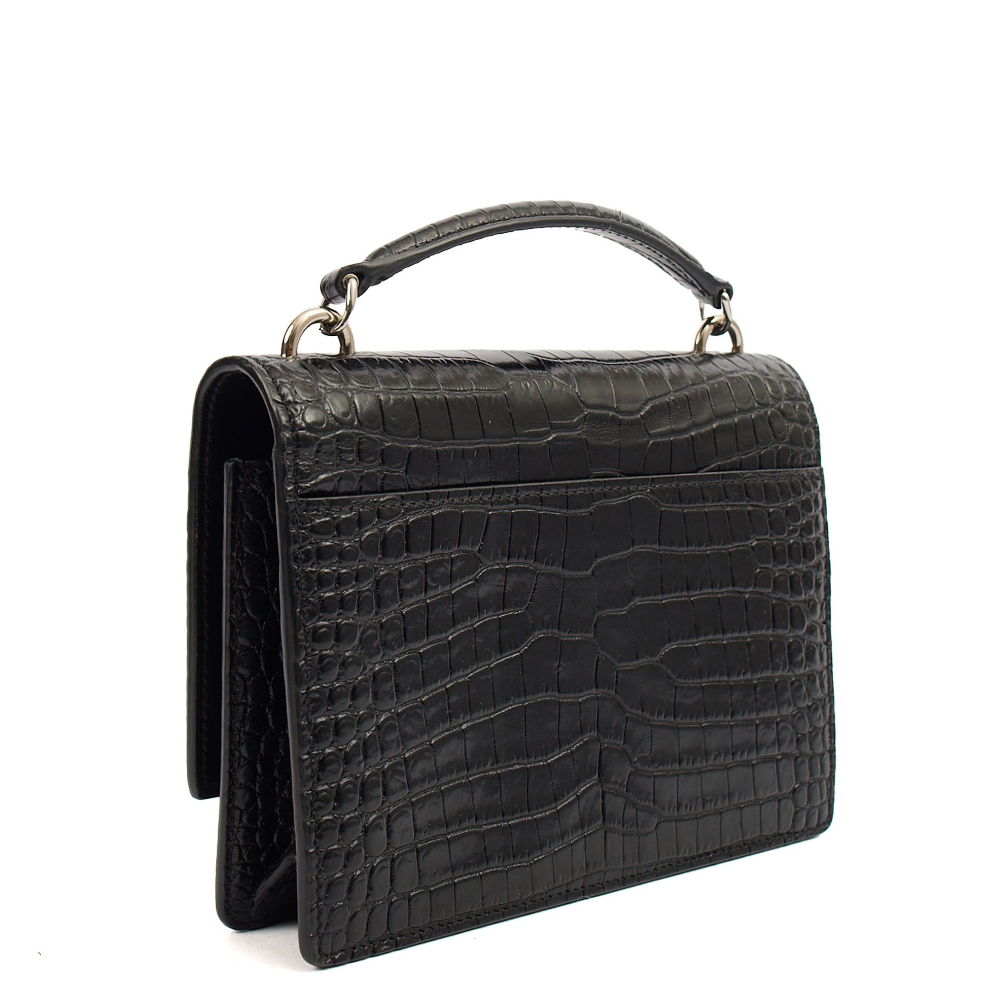 Saint Laurent Cross Body Sunset - Small in Black, Exotic Effect Leather — Back View