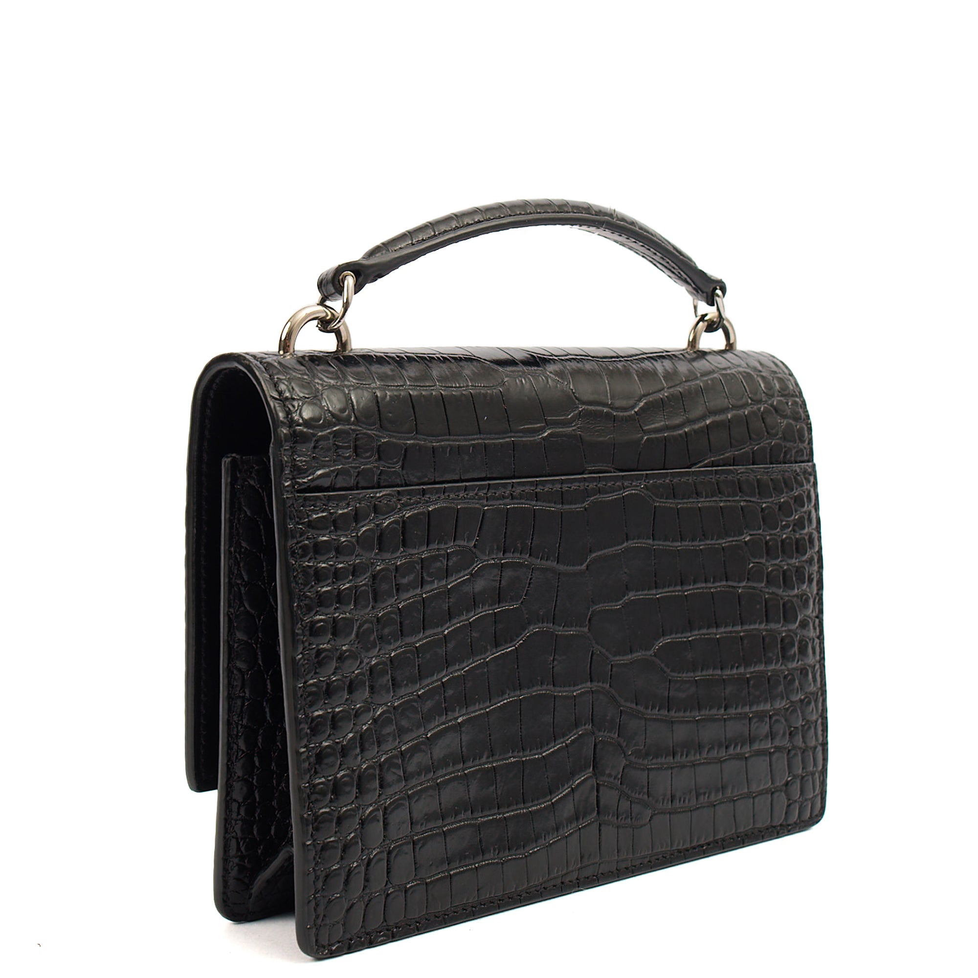 Saint Laurent Cross Body Sunset - Small in Black, Exotic Effect Leather — Back View