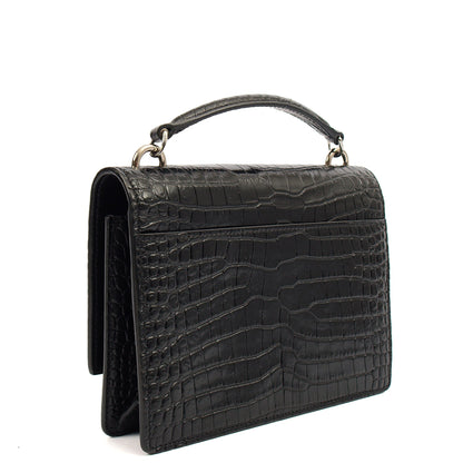 Saint Laurent Cross Body Sunset - Small in Black, Exotic Effect Leather — Back View