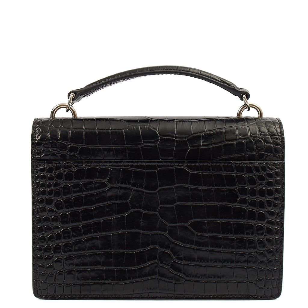 Saint Laurent Cross Body Sunset - Small in Black, Exotic Effect Leather — Top View
