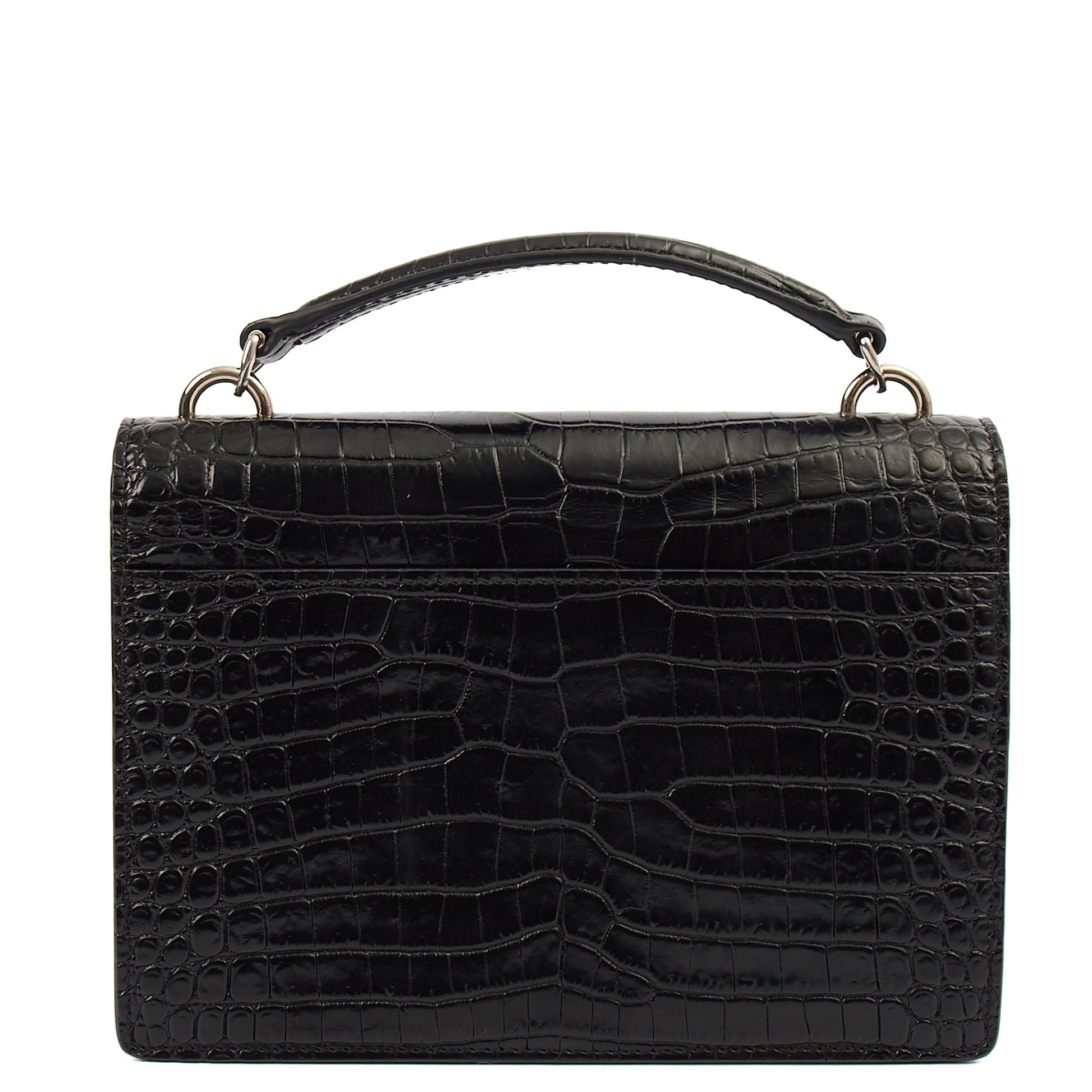 Saint Laurent Cross Body Sunset - Small in Black, Exotic Effect Leather — Top View