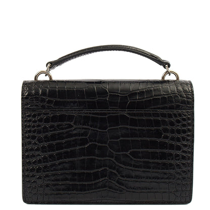 Saint Laurent Cross Body Sunset - Small in Black, Exotic Effect Leather — Top View