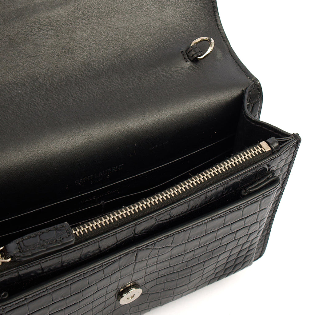 Saint Laurent Cross Body Sunset - Small in Black, Exotic Effect Leather — Alternate View 7