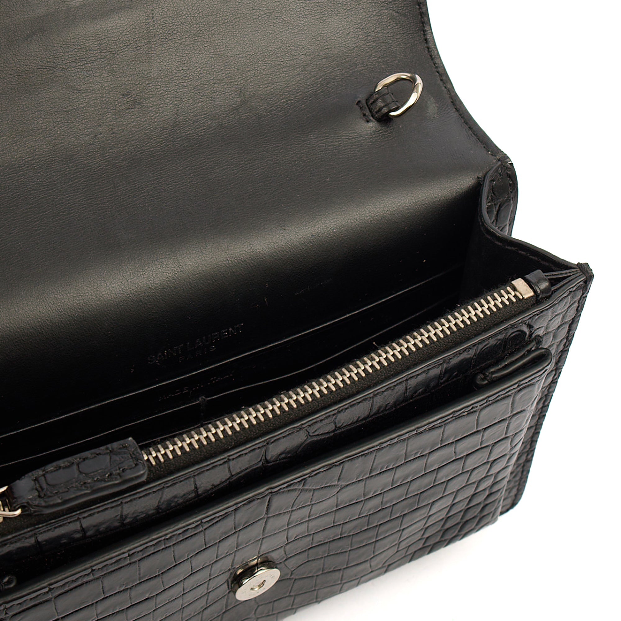 Saint Laurent Cross Body Sunset - Small in Black, Exotic Effect Leather — Alternate View 7