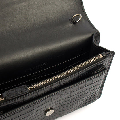 Saint Laurent Cross Body Sunset - Small in Black, Exotic Effect Leather — Alternate View 7