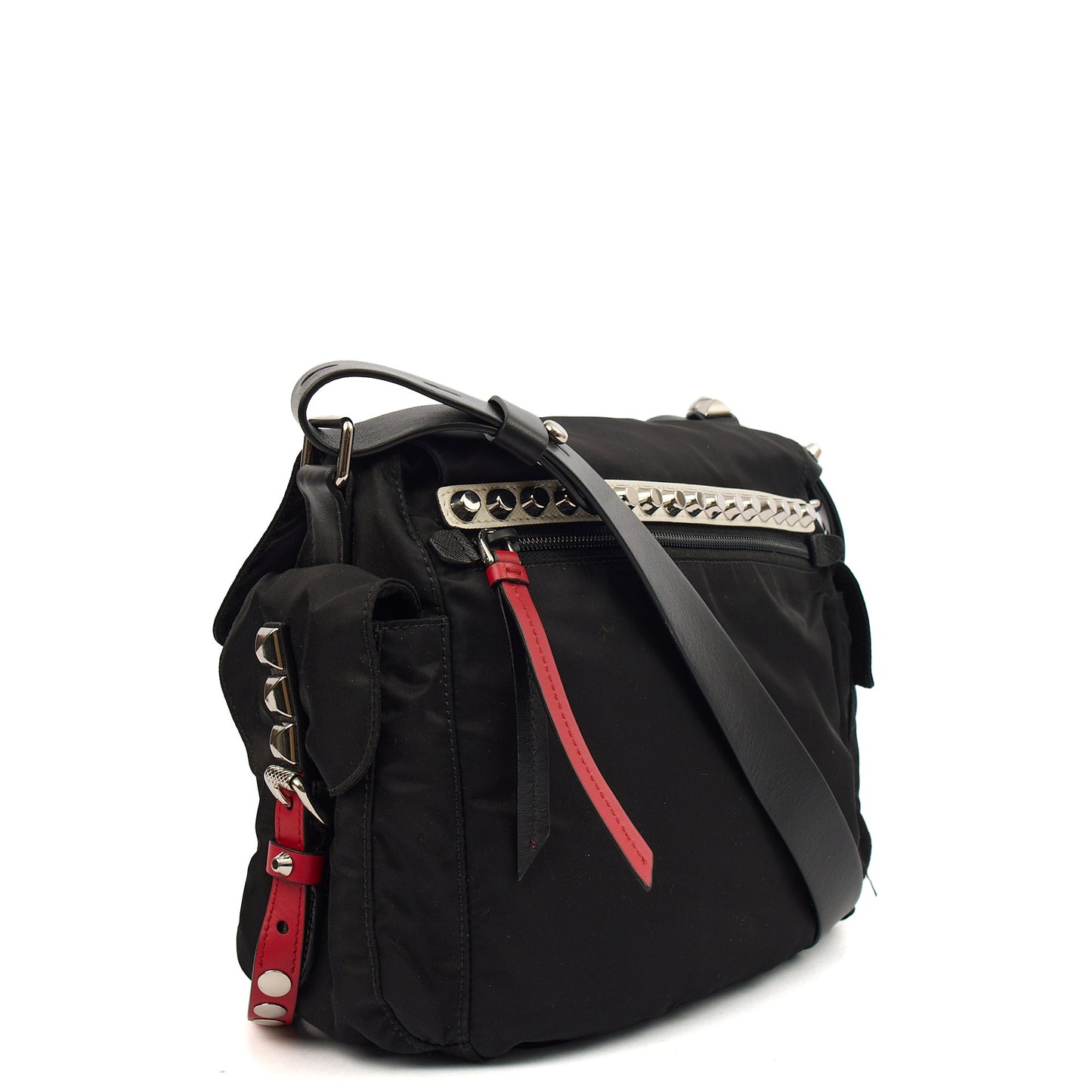 Prada Satchel Nylon Messenger in Black, Nylon — Alternate View 10