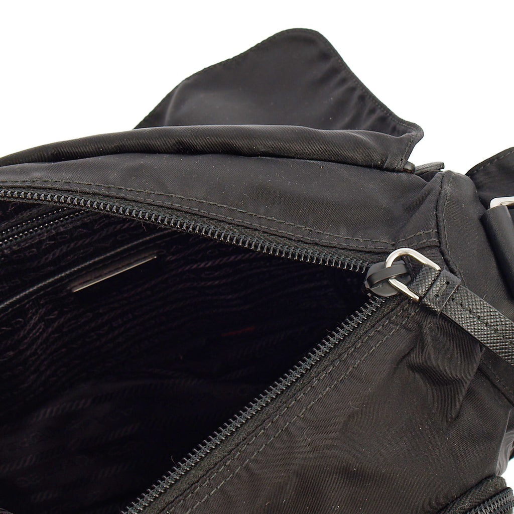 Prada Satchel Nylon Messenger in Black, Nylon — Alternate View 7