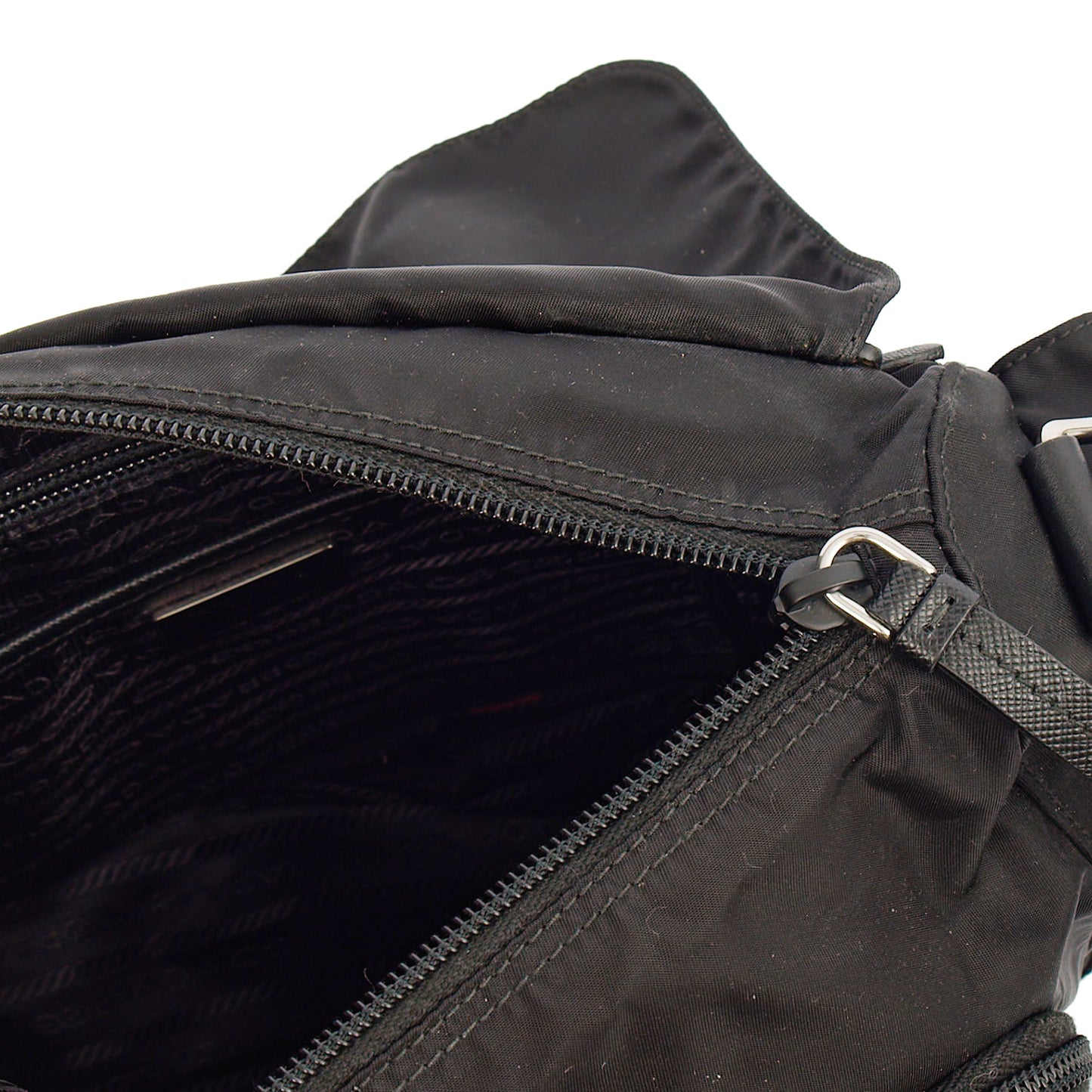 Prada Satchel Nylon Messenger in Black, Nylon — Alternate View 7