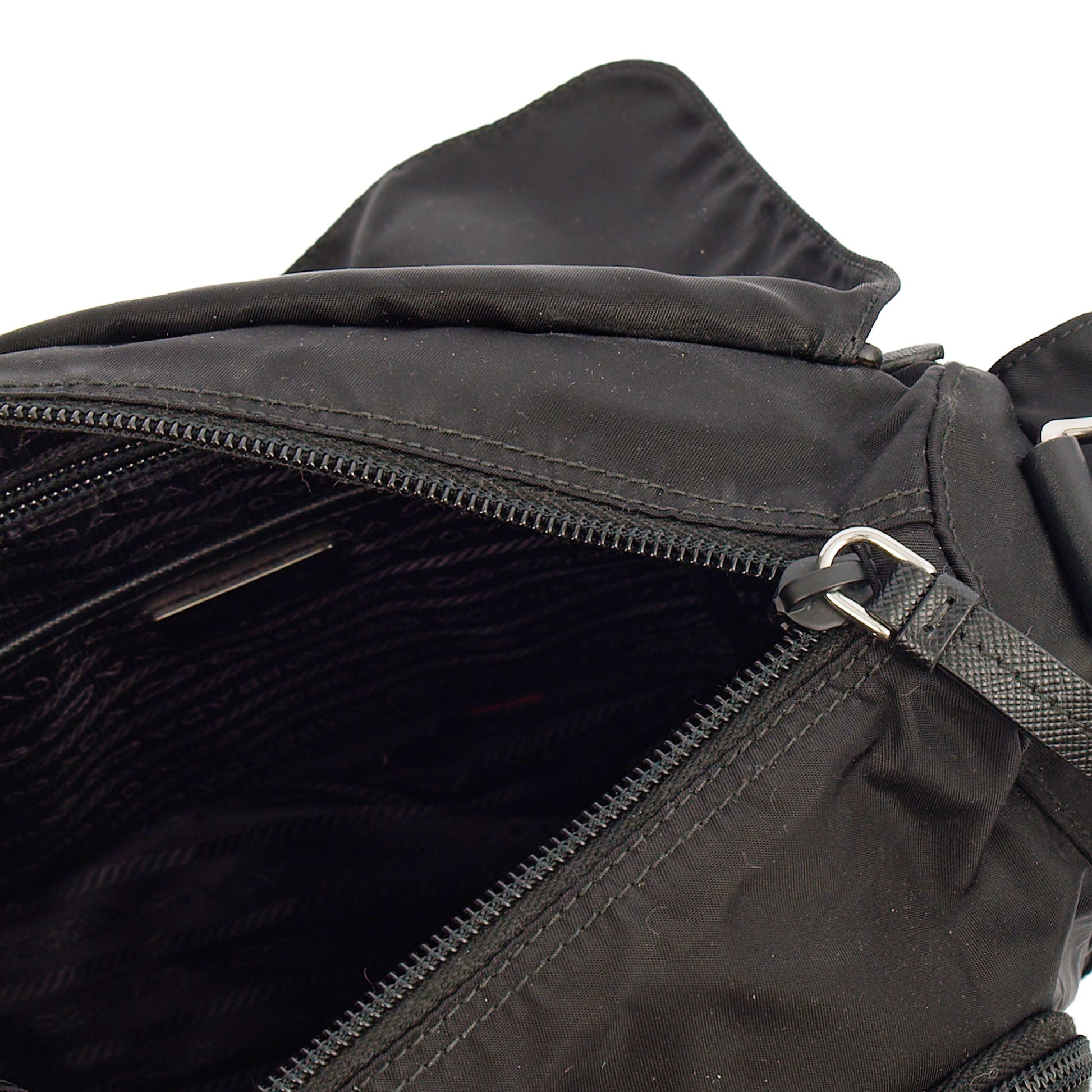 Prada Satchel Nylon Messenger in Black, Nylon — Alternate View 7