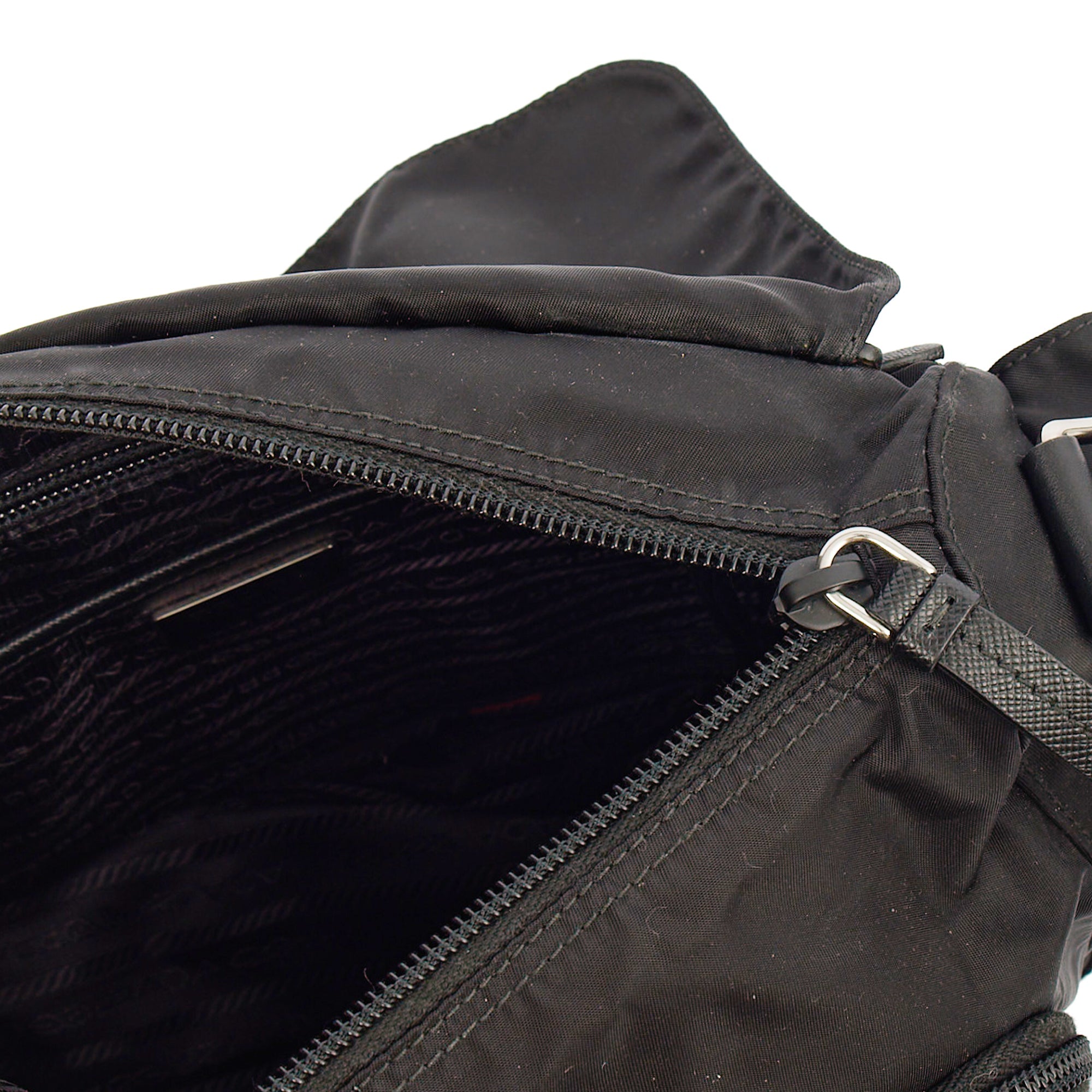 Prada Satchel Nylon Messenger in Black, Nylon — Alternate View 7