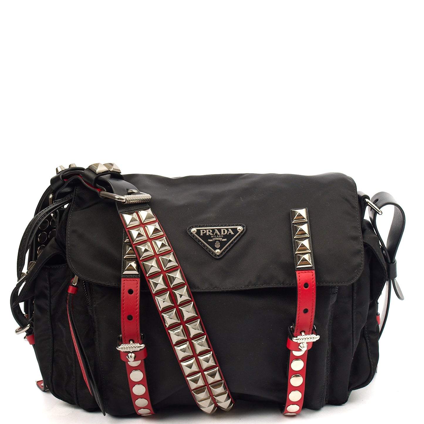 Prada Satchel Nylon Messenger in Black, Nylon — Alternate View 8