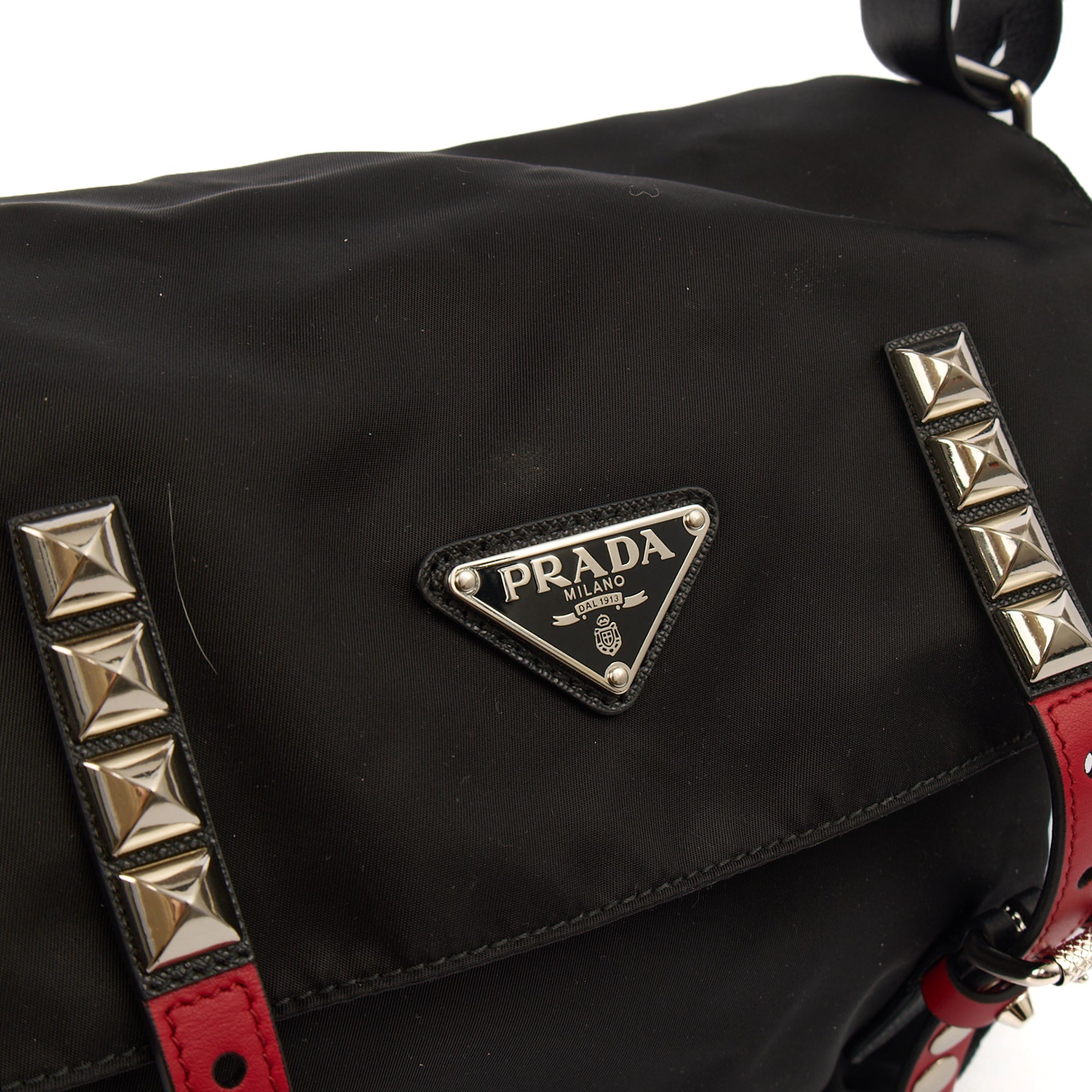 Prada Satchel Nylon Messenger in Black, Nylon — Back View