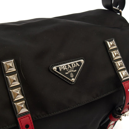 Prada Satchel Nylon Messenger in Black, Nylon — Back View