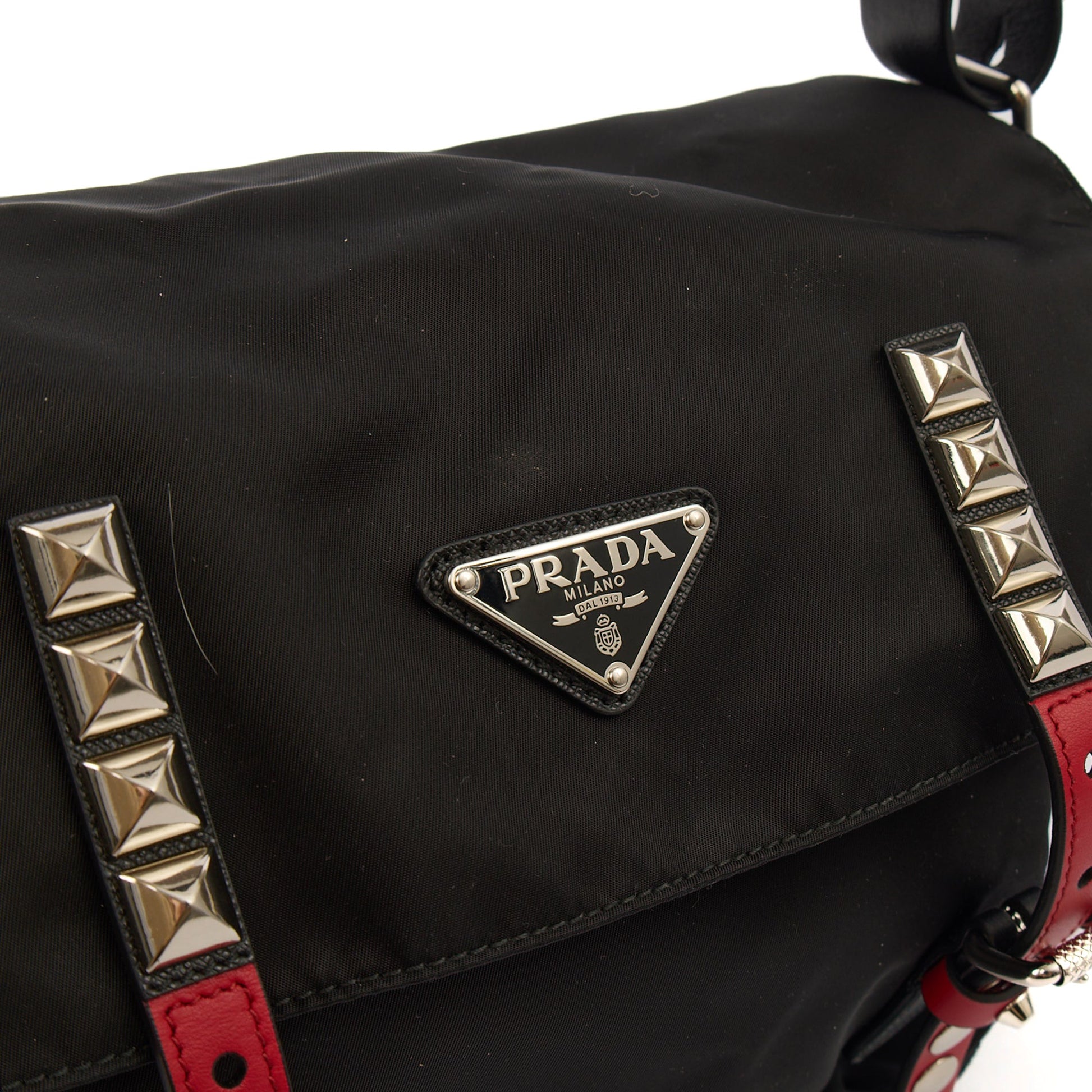 Prada Satchel Nylon Messenger in Black, Nylon — Alternate View 9