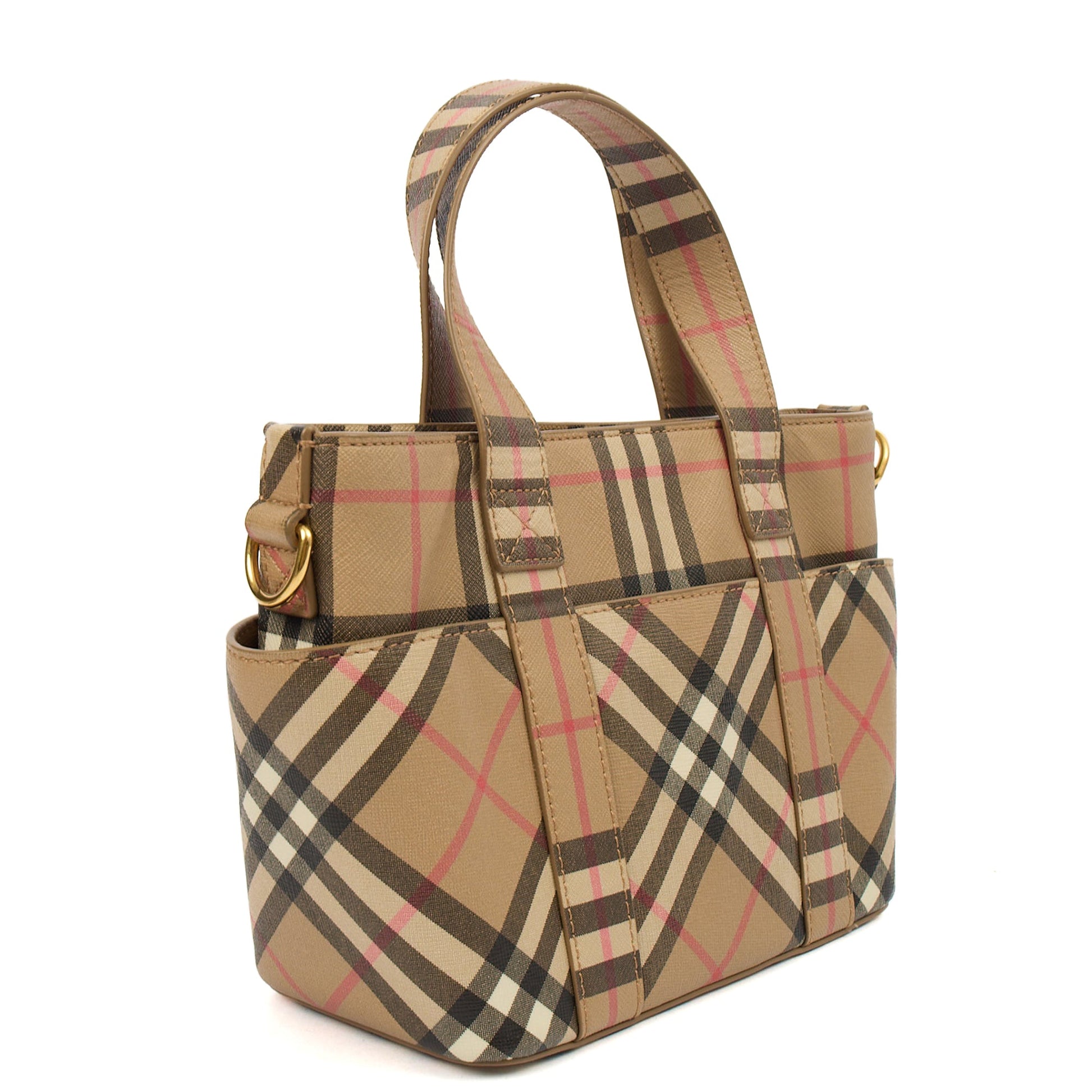Burberry Tote Vintage Check and Leather Cross Body - Small in Nova Check, Leather — Back View