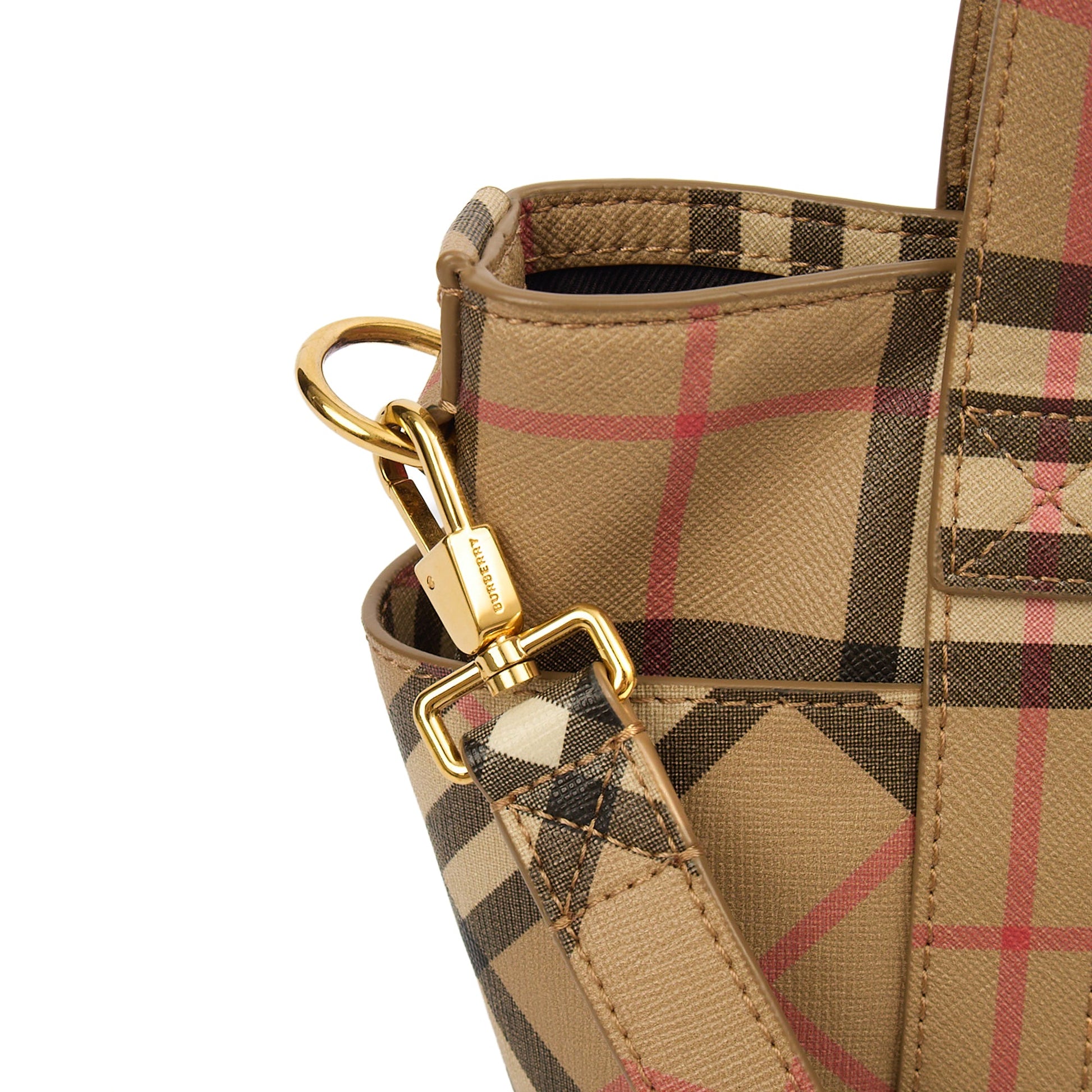 Burberry Tote Vintage Check and Leather Cross Body - Small in Nova Check, Leather — Side View