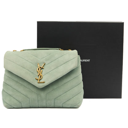 Saint Laurent Shoulder Bag Lou Lou - Small in Blue, Suede — Alternate View 17