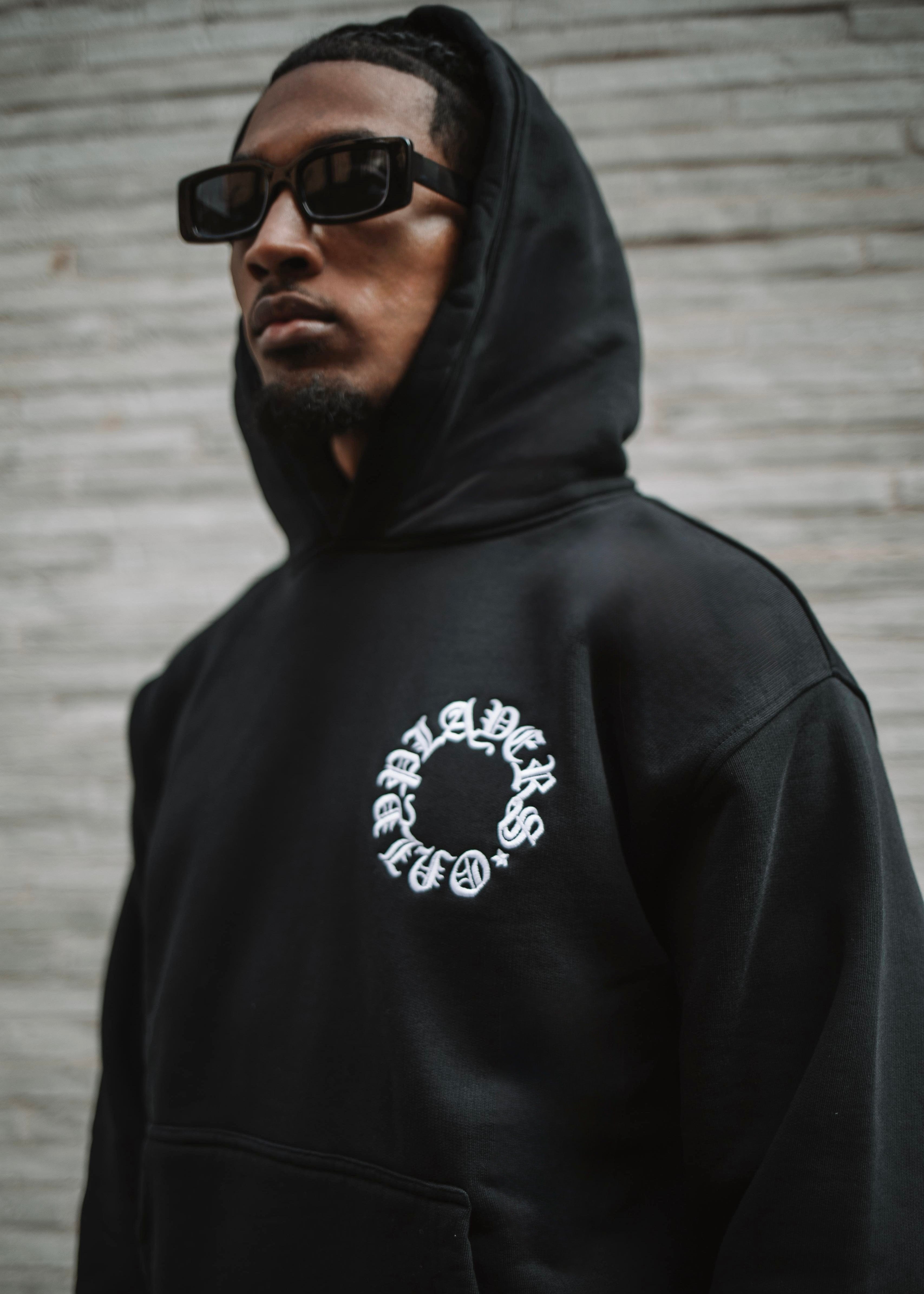 PLAYERS ONLY BLACK EMBROIDERED HOODIE — Small — Back View