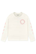 PLAYERS ONLY ECRU - PINK EMBROIDERED LONG SLEEVE — Small — Front View