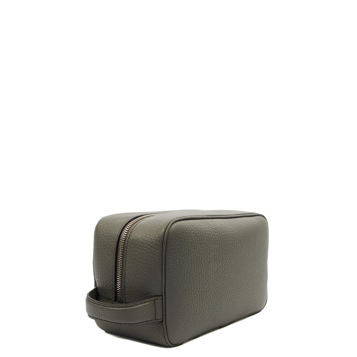 Mulberry Cosmetic Bag Wash Case in Grey, Leather — Side View