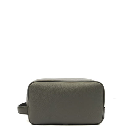 Mulberry Cosmetic Bag Wash Case in Grey, Leather — Back View