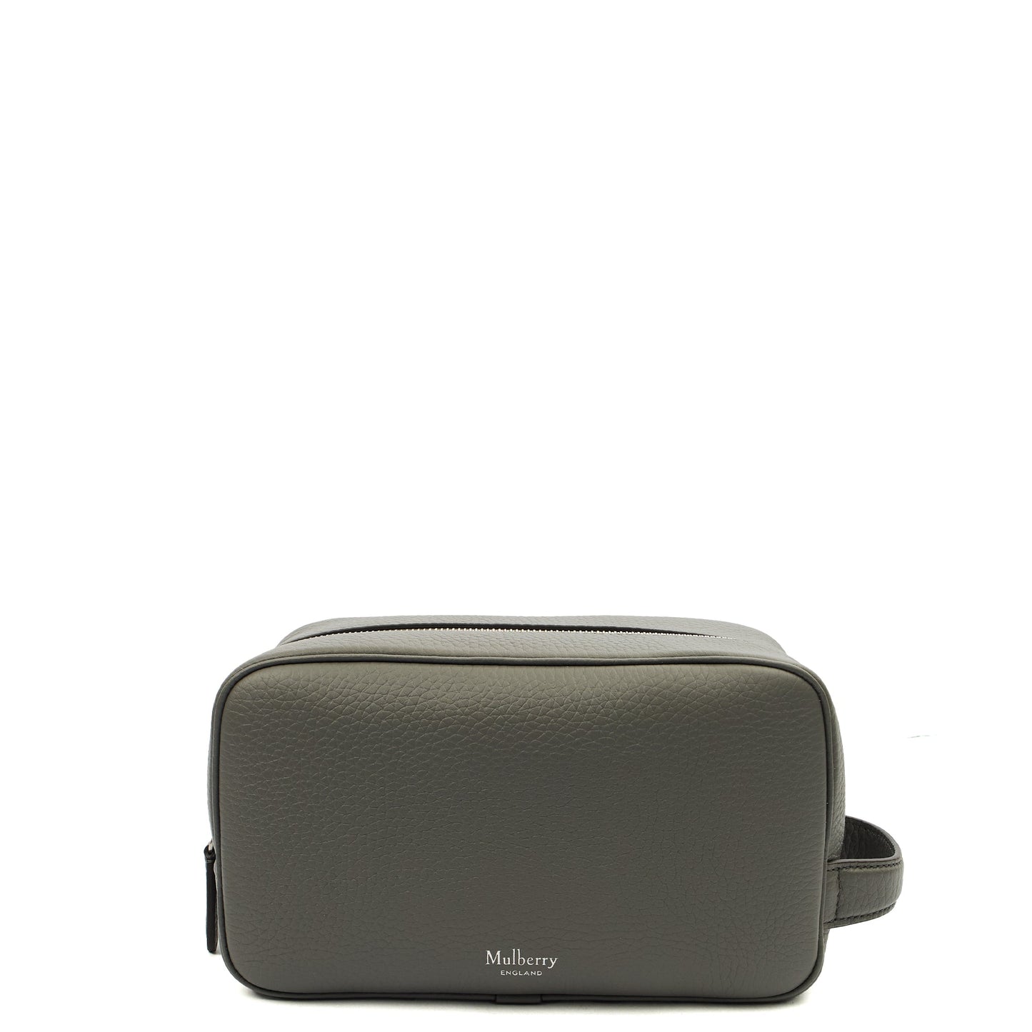 Mulberry Cosmetic Bag Wash Case in Grey, Leather — Front View