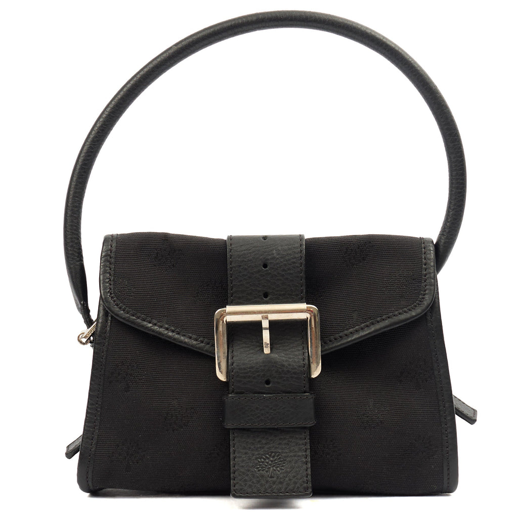 Mulberry Shoulder Bag Vintage Shoulder Bag in Black, Fabric — Front View