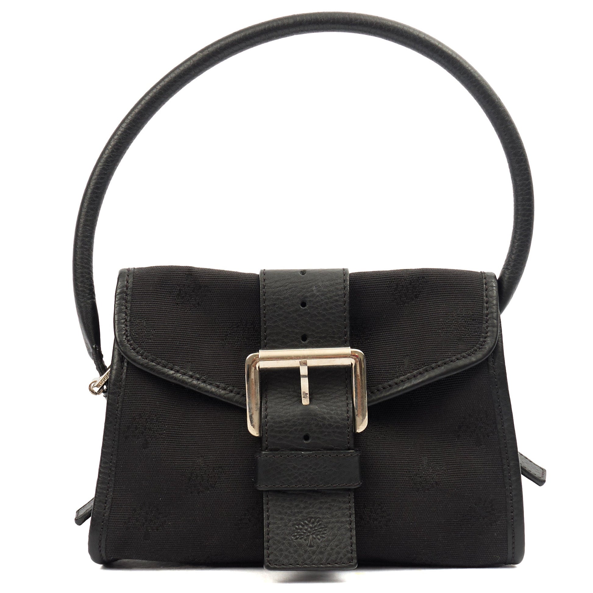 Mulberry Shoulder Bag Vintage Shoulder Bag in Black, Fabric — Front View
