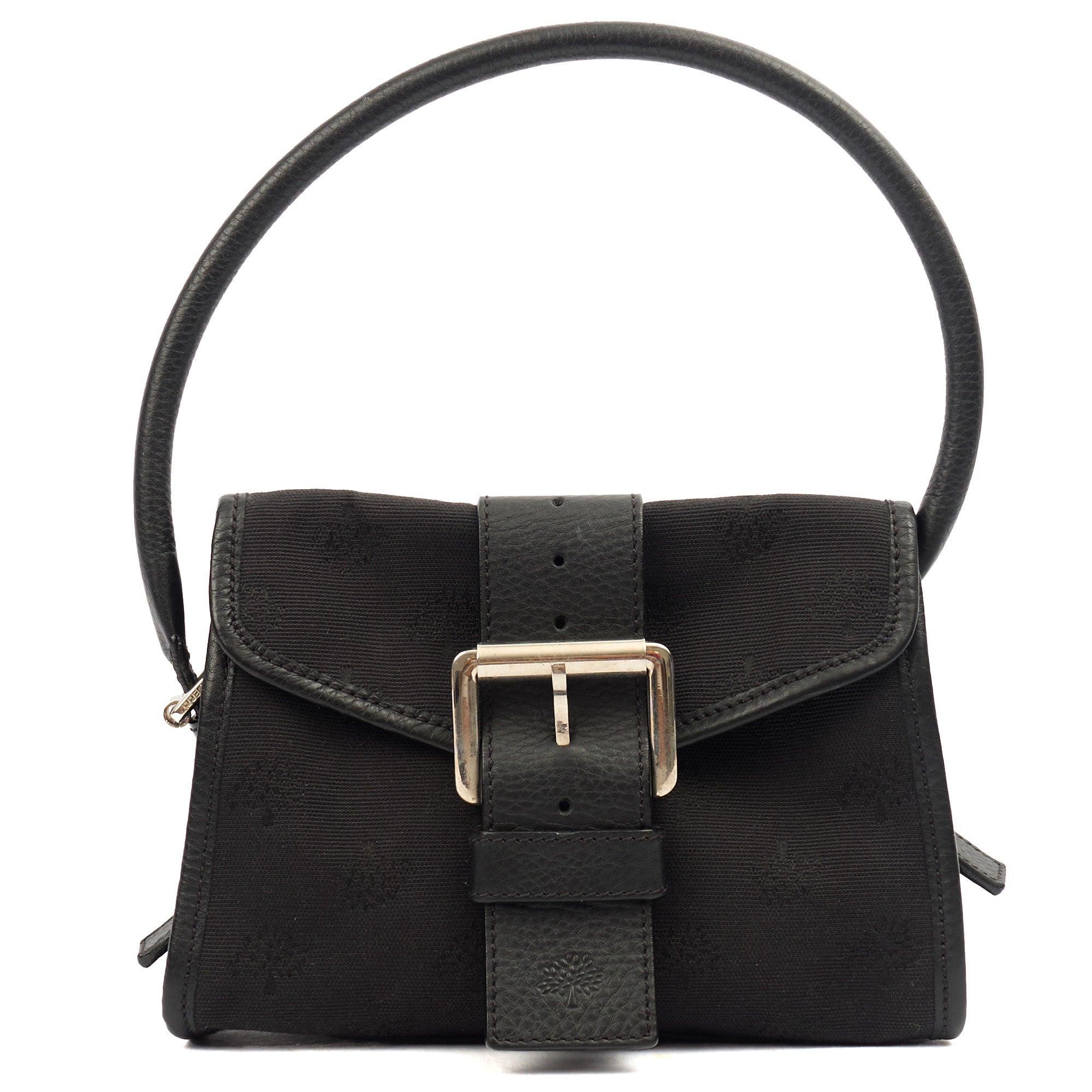 Mulberry Shoulder Bag Vintage Shoulder Bag in Black, Fabric — Front View