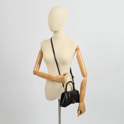 Balenciaga Top Handle Hourglass XS in Black, Leather — Side View