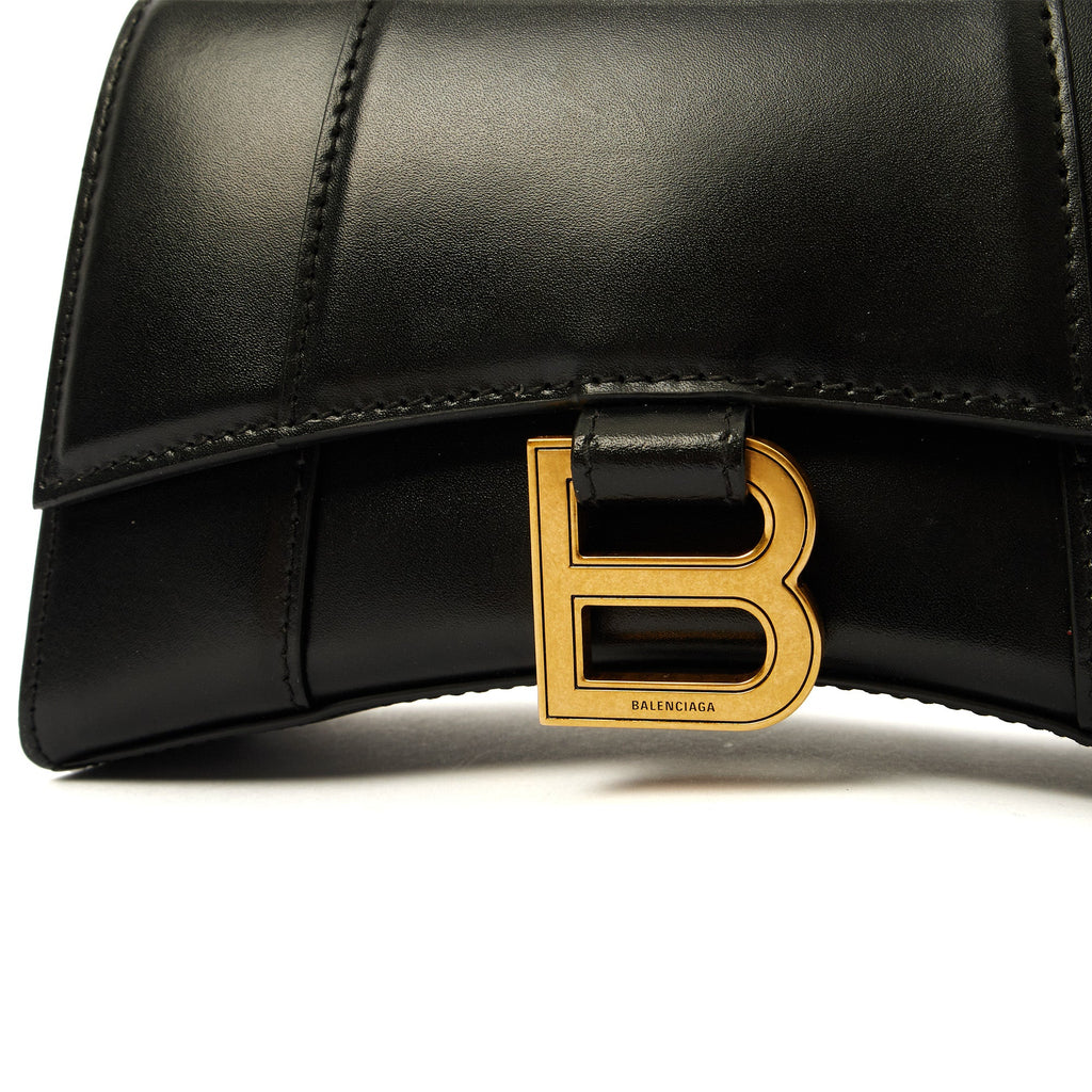 Balenciaga Top Handle Hourglass XS in Black, Leather — Lifestyle View