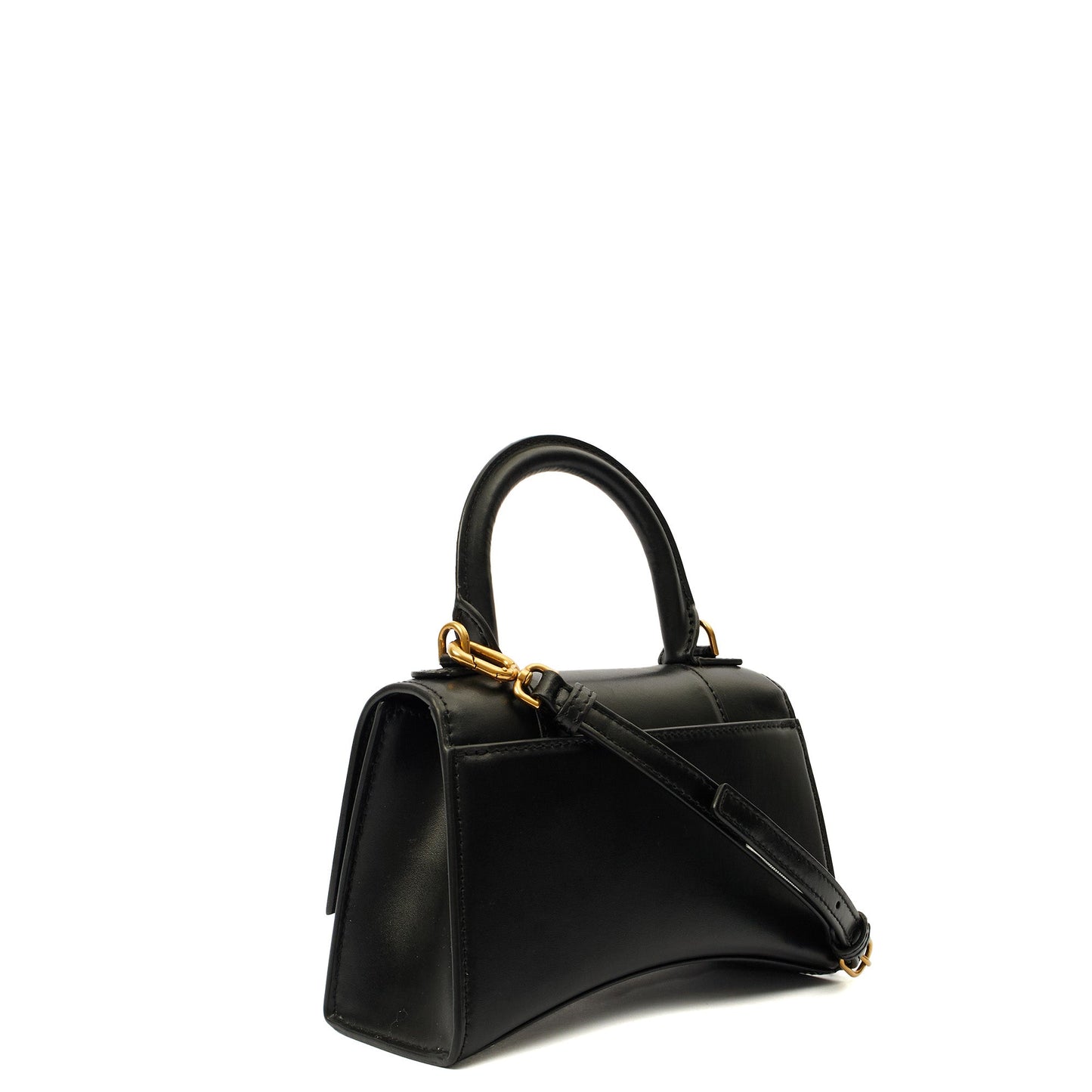 Balenciaga Top Handle Hourglass XS in Black, Leather — Back View