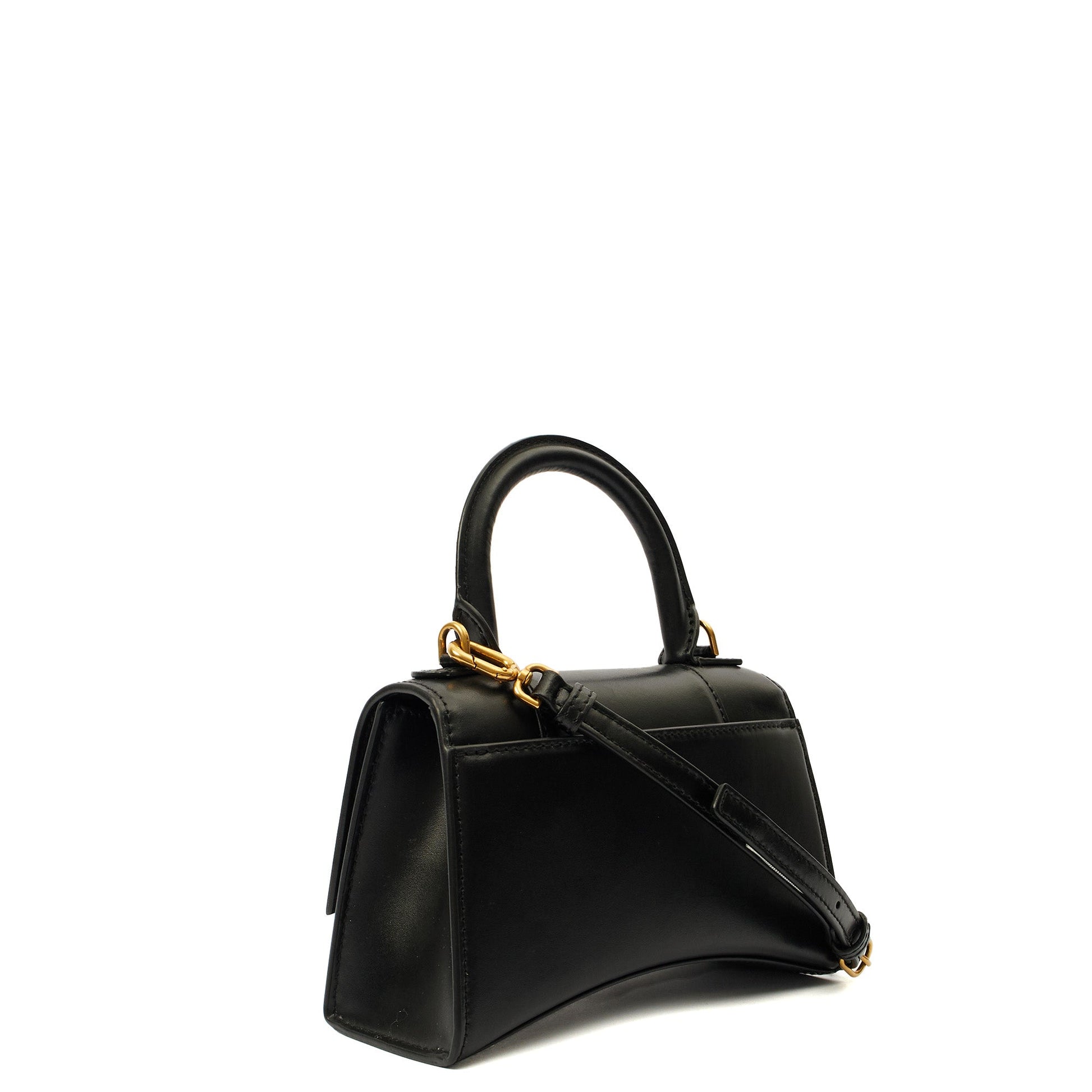 Balenciaga Top Handle Hourglass XS in Black, Leather — Back View