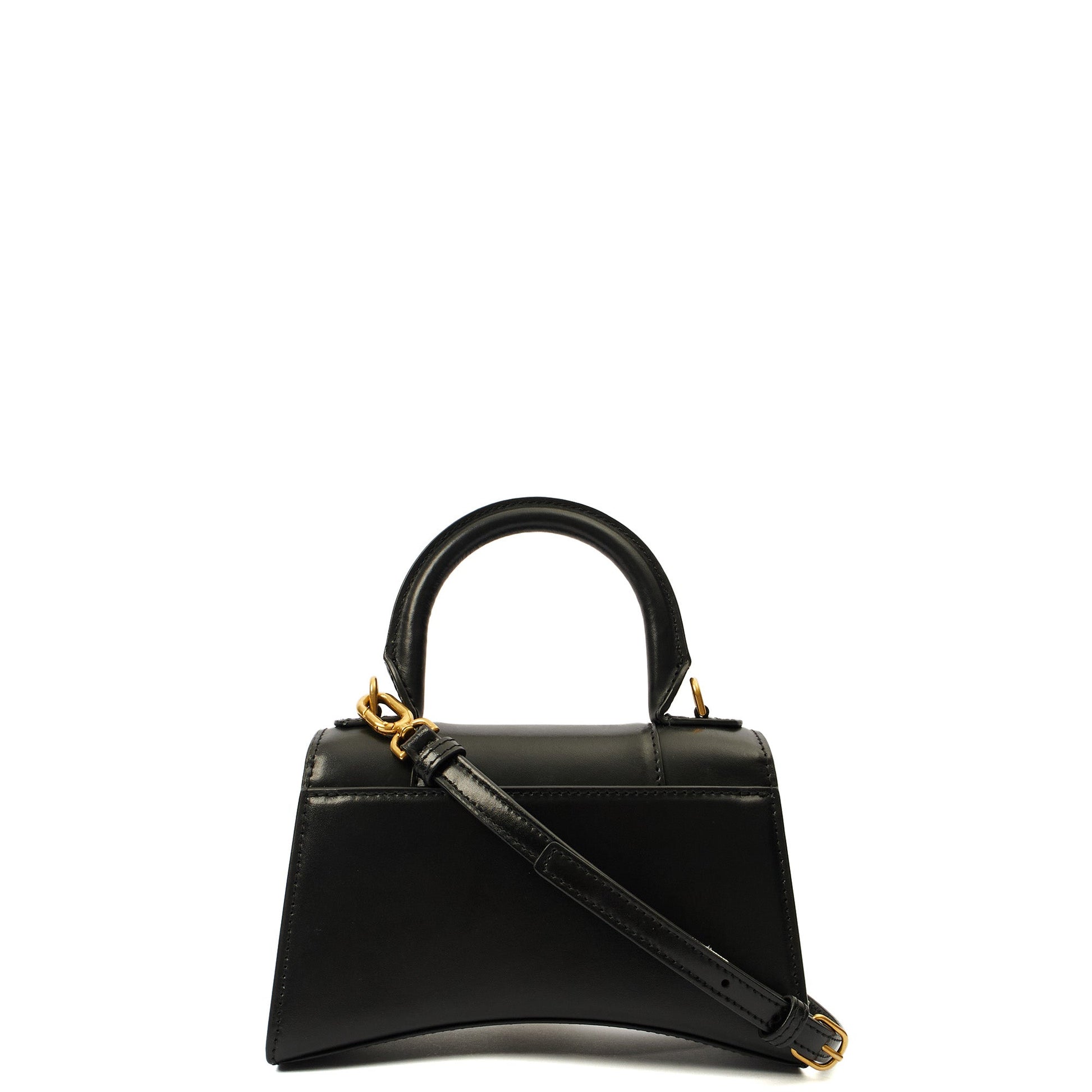 Balenciaga Top Handle Hourglass XS in Black, Leather — Top View
