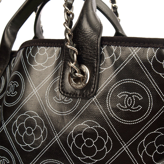 **RUNWAY PIECE** Chanel Camelia Shopping Tote in Calfskin Leather — Side View