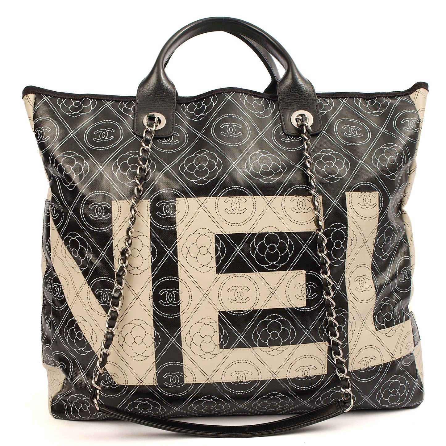 **RUNWAY PIECE** Chanel Camelia Shopping Tote in Calfskin Leather — Top View