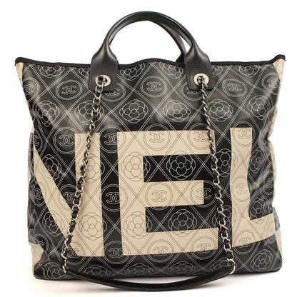 **RUNWAY PIECE** Chanel Camelia Shopping Tote in Calfskin Leather — Top View