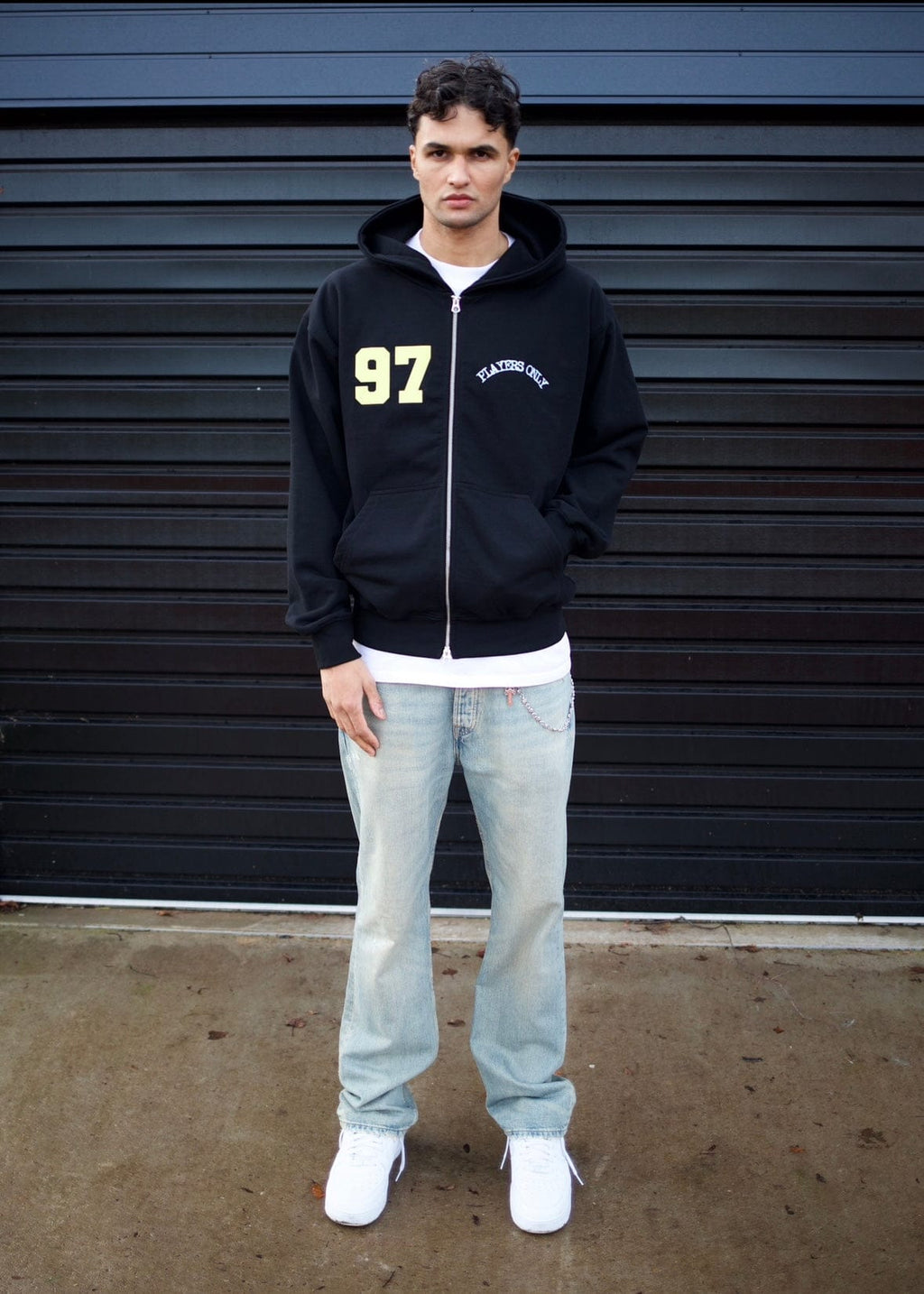 PLAYERS ONLY BLACK JERSEY ZIP HOODIE — Small — Back View