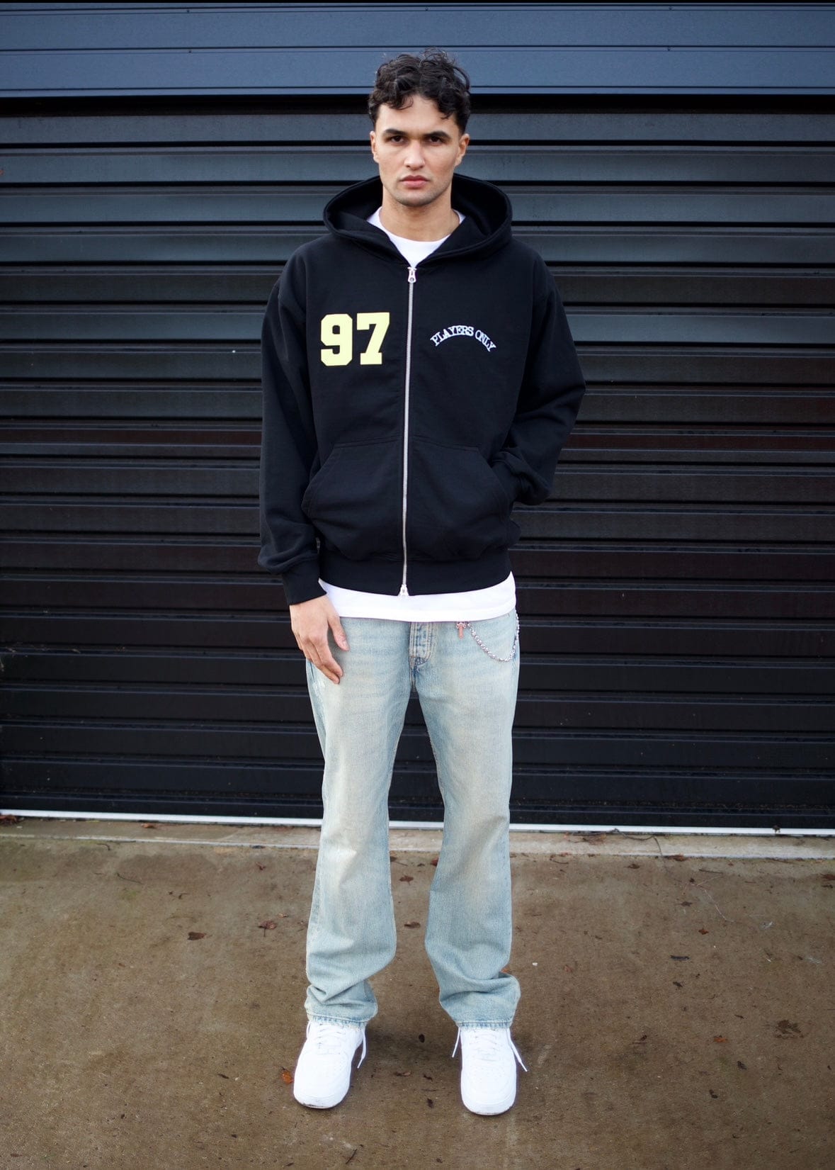 PLAYERS ONLY BLACK JERSEY ZIP HOODIE — Small — Back View