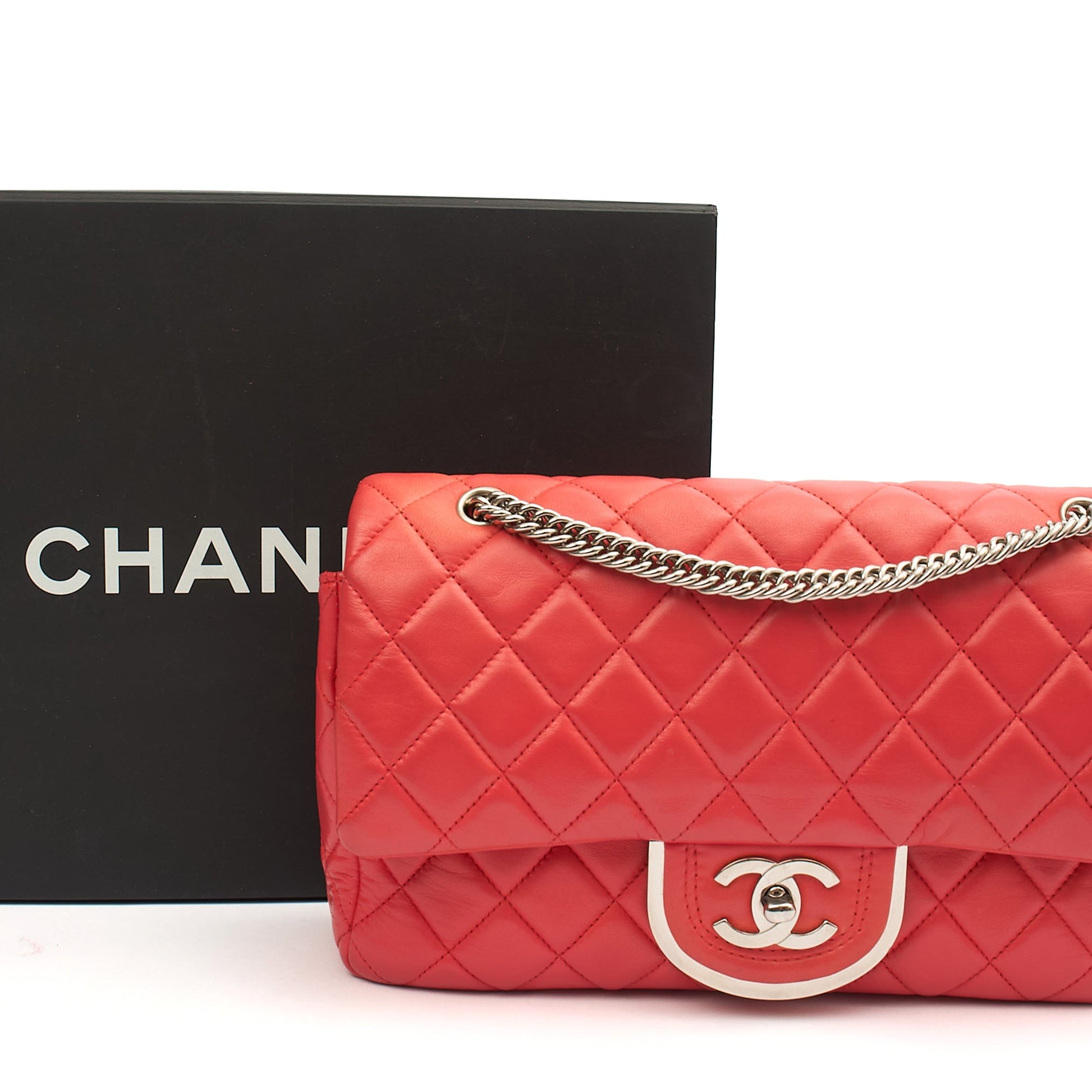 Chanel Shoulder Bag Flap Bag in Red, Leather — Lifestyle View