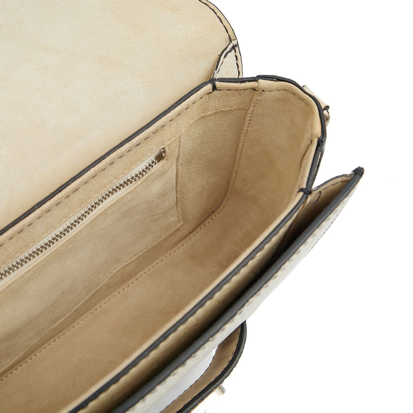 Christian Dior Cross Body Diorevolution Flap Bag in White, Calfskin — Detail View