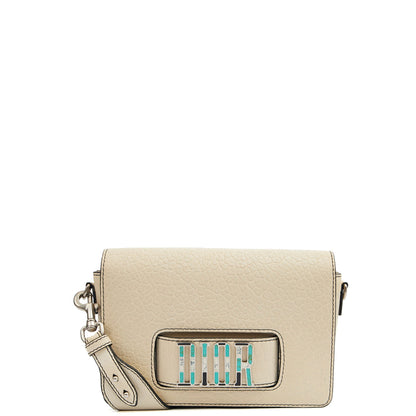 Christian Dior Cross Body Diorevolution Flap Bag in White, Calfskin — Front View