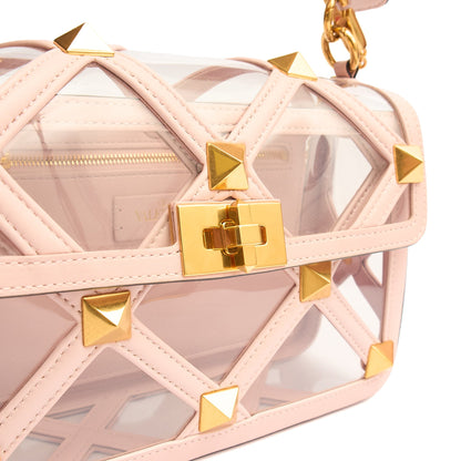 Valentino Shoulder Bag Roman Stud Shoulder Bag - Medium in Pink, Leather — Lifestyle View