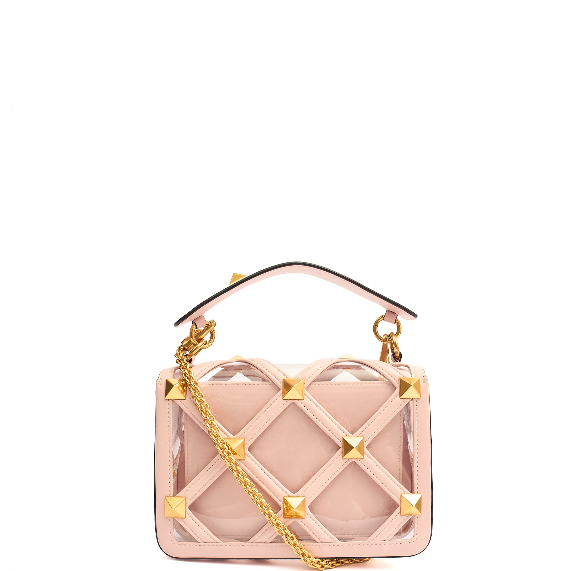 Valentino Shoulder Bag Roman Stud Shoulder Bag - Medium in Pink, Leather — Back View