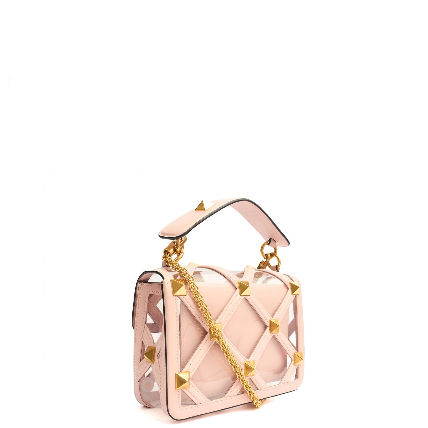 Valentino Shoulder Bag Roman Stud Shoulder Bag - Medium in Pink, Leather — Side View