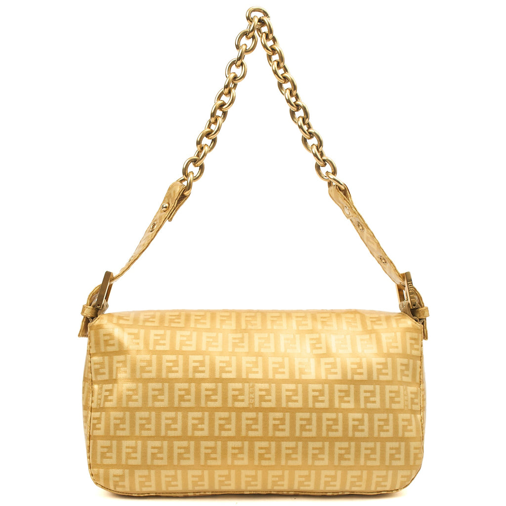 Fendi Shoulder Bag Baguette in Metallic, Patent Leather — Back View